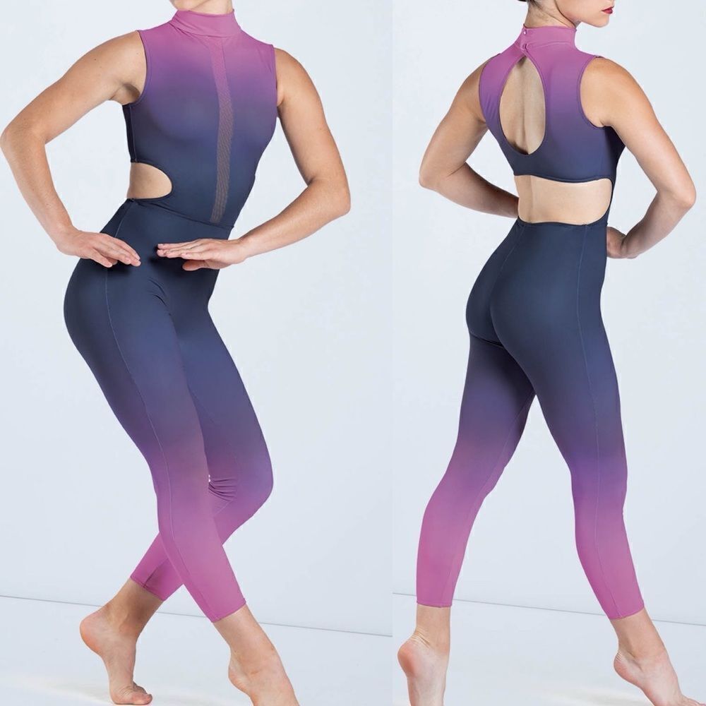 WEISSMAN Elite Dance Costume unitard jumpsuit pink ombre LAST LIGHT PL11771 XSA